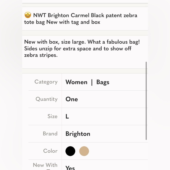 New Brighton Bag Leather Caramel Zebra Silver Hardware Shoulder w/box - Picture 12 of 15